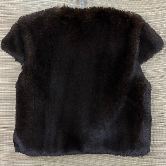 FLORENCE FANCY Brown Vegan Fur Katherine Jacket Vest Made In Portugal Size 14Y. - Picture 6 of 10